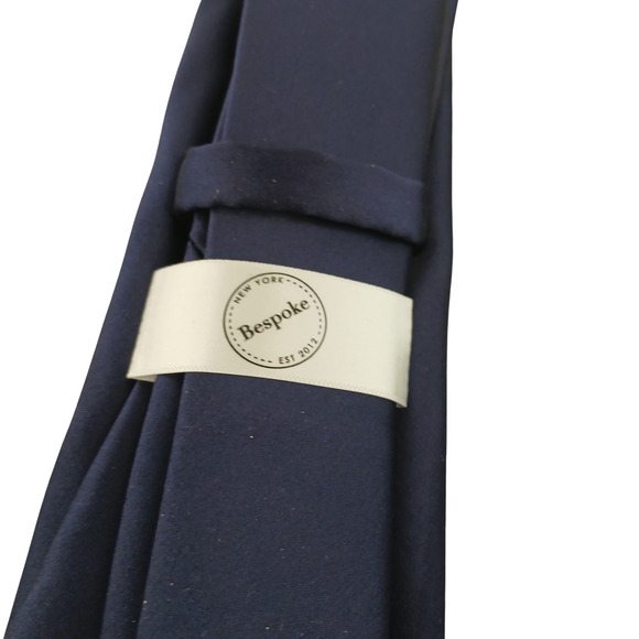 BESPOKE Elegant Men's Ties - Solid Navy Blue & Floral Pattern Blue Pink Red Tie - Picture 4 of 8